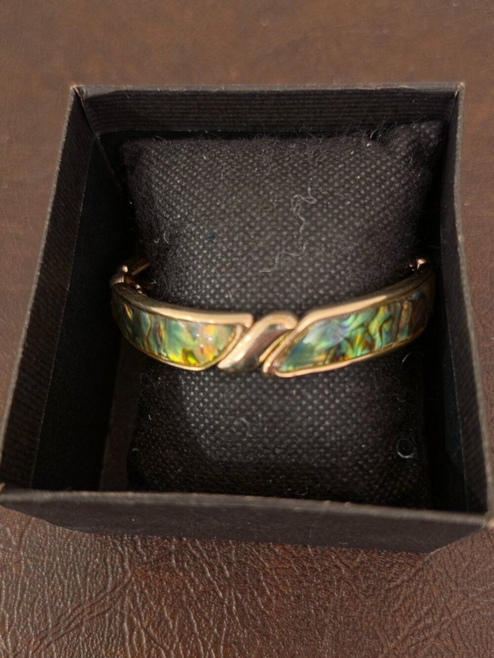 Vintage Abalone Green Shell Stretch Link Bracelet